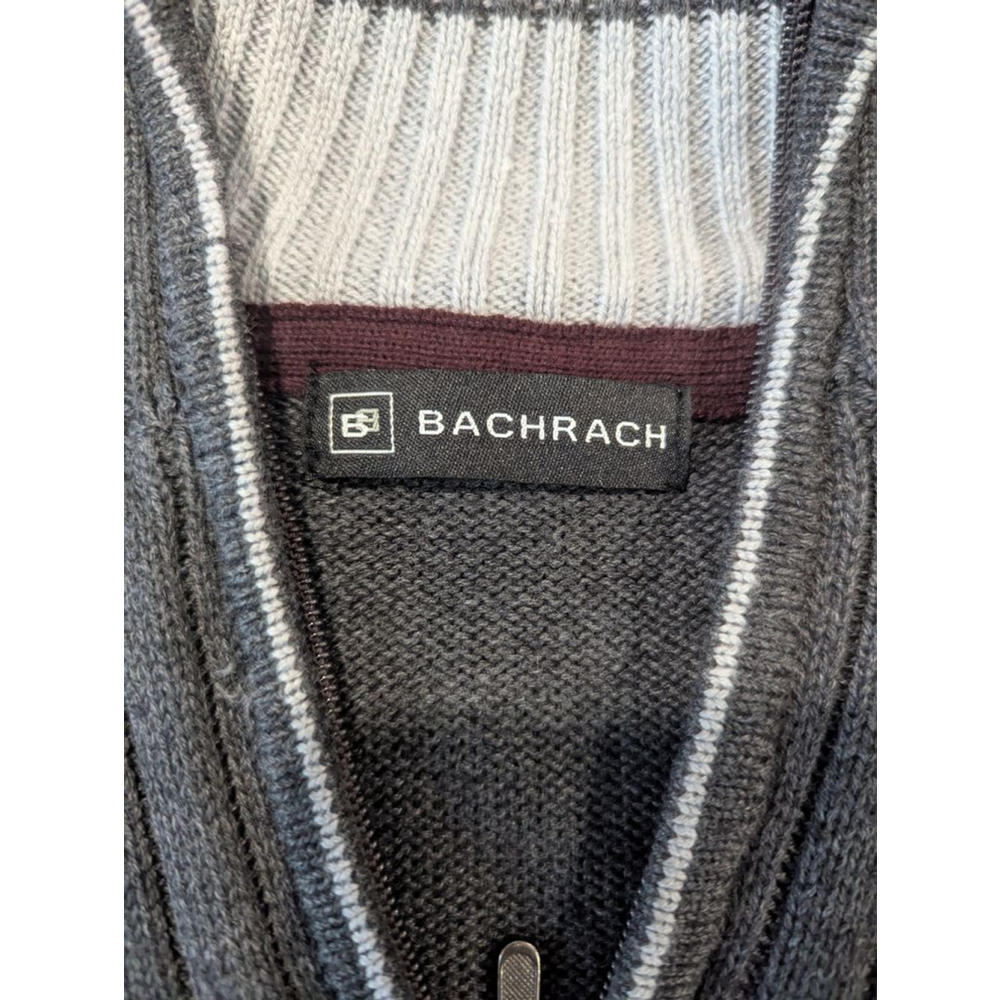 EUC Bachrach Mens Charcoal Gray Zip Front Sweater XL - Picture 2 of 6